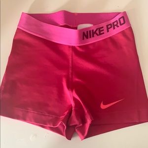 pink nike pro shorts